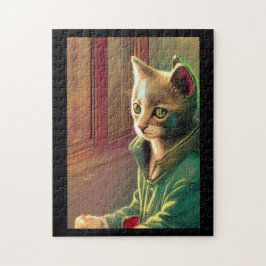 Puzzle Suéter verde del gato adolescente alien urbano