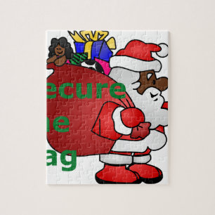 Puzzle sujetar la bolsa santa negra