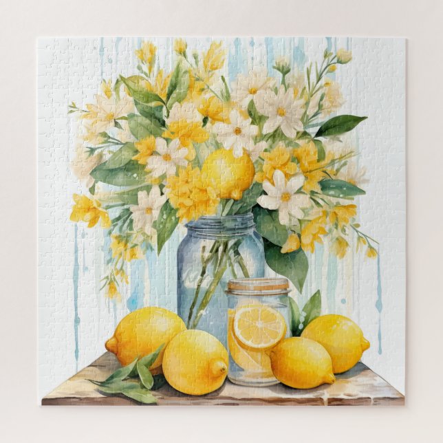 Puzzle Summer Lemon Blossom Jar (Vertical)