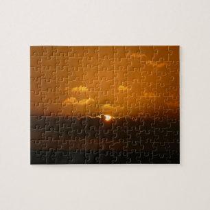 Puzzle Sun Behind Clouds I Naranja Sunset Photo