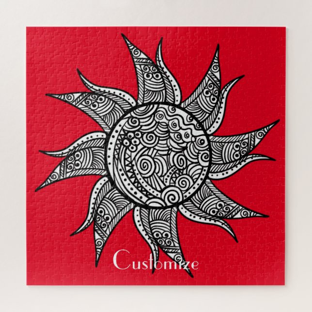 Puzzle Sun Tattoo Thunder_Cove al estilo Henna (Horizontal)
