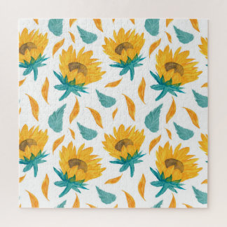 Puzzle Sunflower acuarela: Impresión botánica de verano