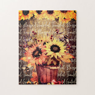Puzzle Sunflower Blessings Gratitude Acción de Gracias