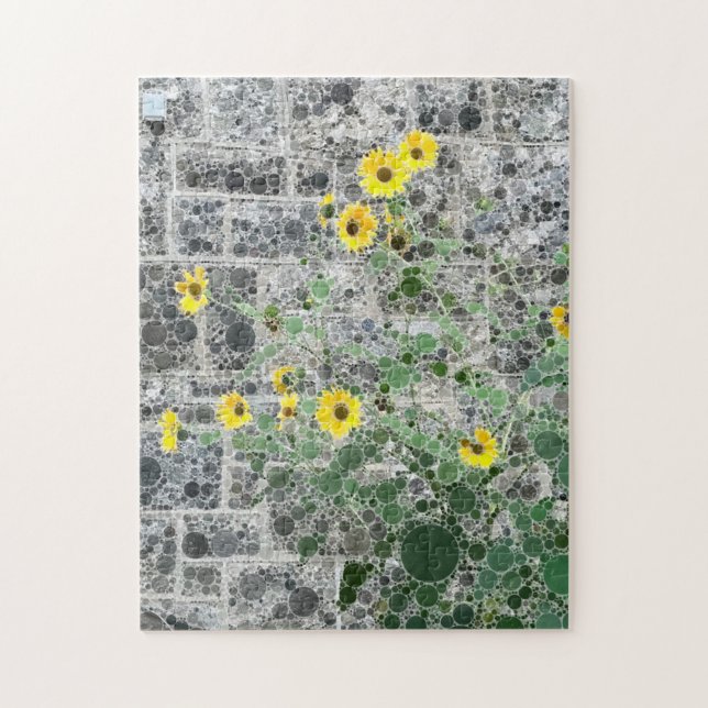 Puzzle Sunflowers PHL Rowhouse Stone Gray Photo Art (Vertical)