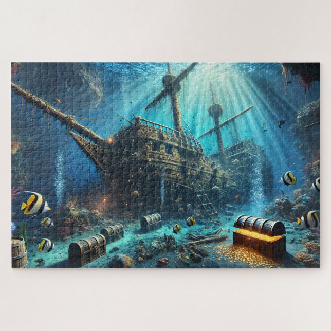 Puzzle Sunken Pirate Shipwreck Nautical Deep Sea Treasure (Horizontal)