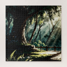 Puzzle Sunlit anime forest glade