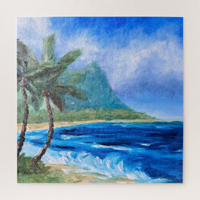Puzzle Sunny Hawaii Beach Pintando Palm del paraíso tropi (Vertical)