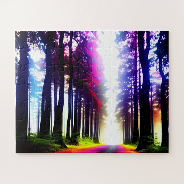 Puzzle Sunny in Rainbow Silhouette Forest (Horizontal)