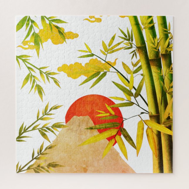 Puzzle Sunrise Japonesa Oriental Con Bambú (Vertical)