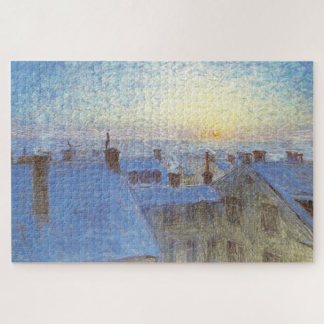 Puzzle Sunrise over the Rooftops (por Eugène Jansson) (Horizontal)