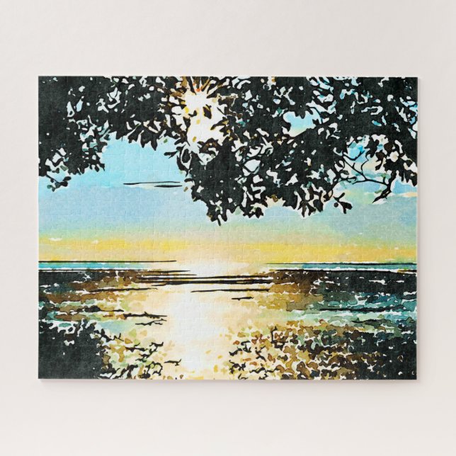 Puzzle Sunrise Seascape de Acuarela (Horizontal)
