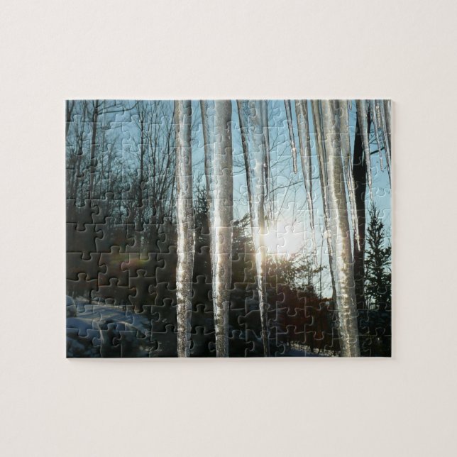 Puzzle Sunrise Through Icicles Winter Nature Photography (Horizontal)