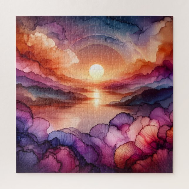 Puzzle Sunset Alcohol Ink (Vertical)