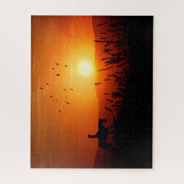 Puzzle Sunset Cowgirl on a Horse Meadow Ride Western