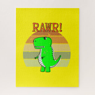 Puzzle Sunset De Dinosaurio De T-Rex, Un Personalizado Am