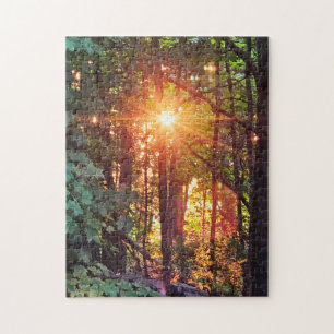 Puzzle Sunset de los bosques