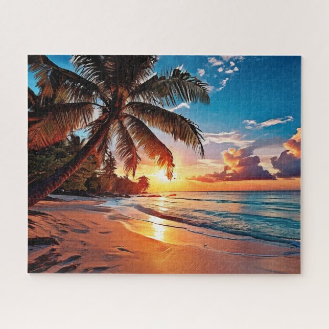 Puzzle Sunset de playa tropical (Horizontal)