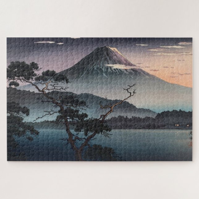 Puzzle Sunset en el lago Saiko por Tsuchiya Koitsu (Horizontal)