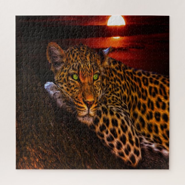 Puzzle Sunset Leopard (Vertical)