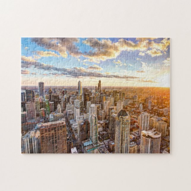 Puzzle Sunset Over Chicago (Horizontal)