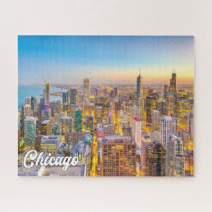 Puzzle Sunset Over Chicago, Illinois, Estados Unidos