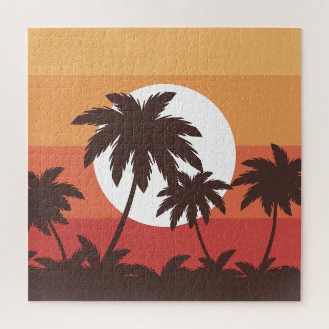 Puzzle Sunset Tropical Palm Beach Vintage (Vertical)