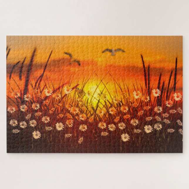 Puzzle Sunset y Daisies (Horizontal)