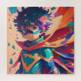 Puzzle Superhéroe de ánime rojo y azul