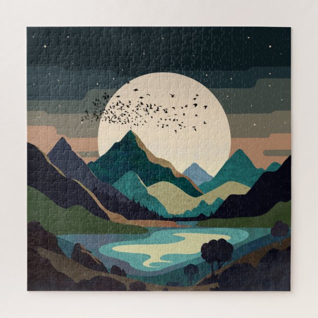 Puzzle Superluna En El Lago (Vertical)