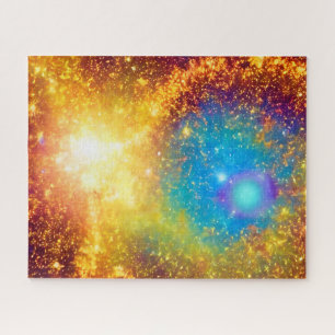 Puzzle Supernova brillante de fantasía morada y dorada