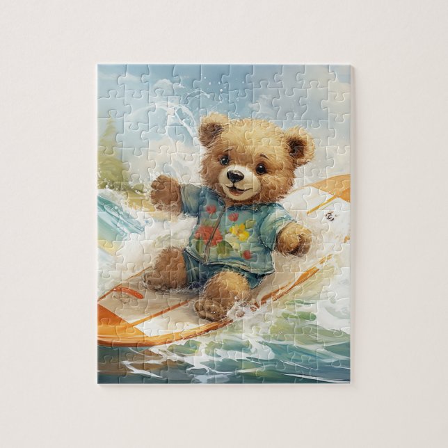 Puzzle Surf en la playa durante el día del oso (Vertical)