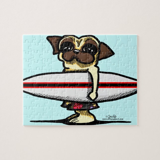 Puzzle Surfer Pug (Horizontal)