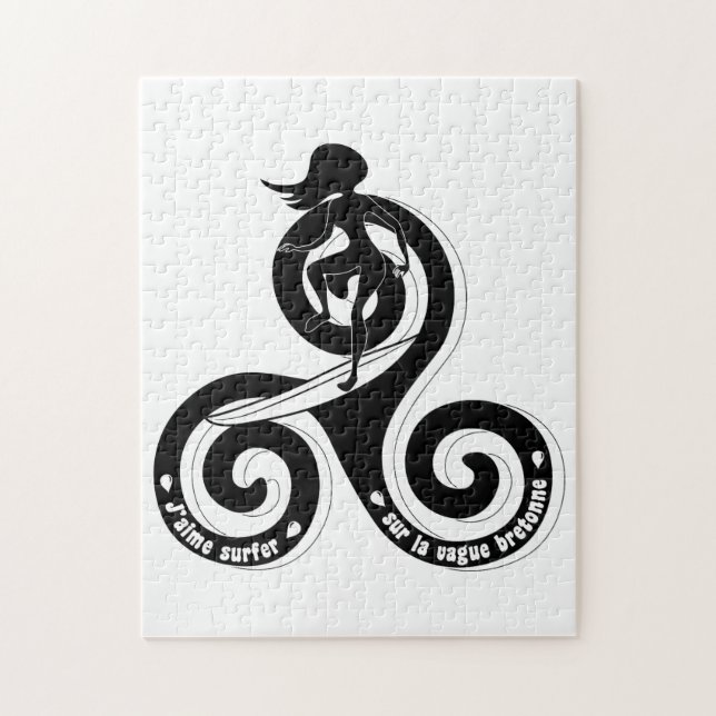 Puzzle Surfer sur la vague bretonne (versión femme) (Vertical)
