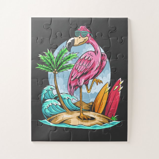Puzzle Surfing Flamingo (Vertical)