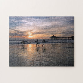 Puzzle Surfistas de California al atardecer