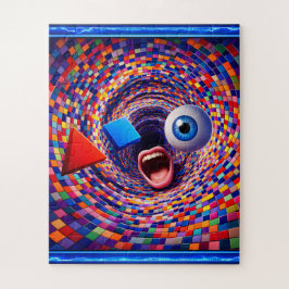 Puzzle Surreal, mosaic vortex, trippy eye and mouth