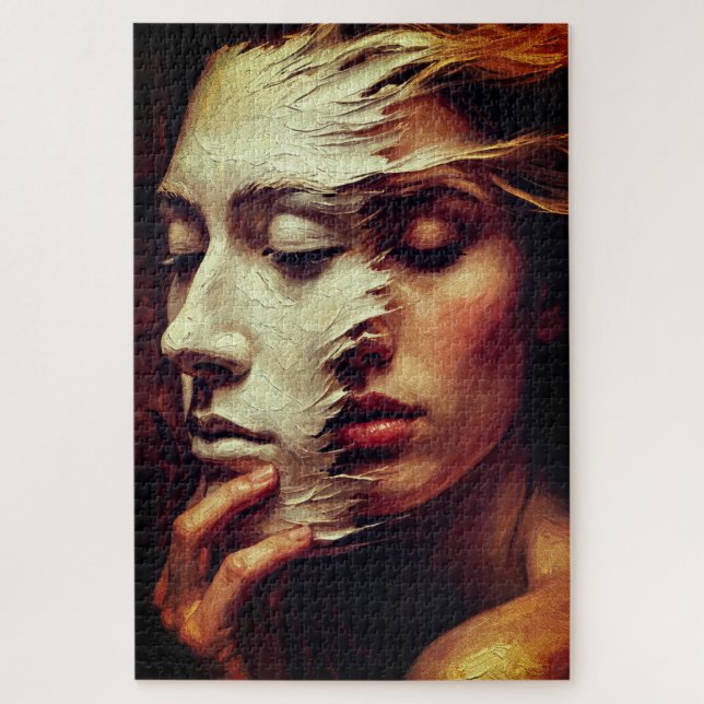 Puzzle Surreal Woman Portrait with Painted Mask (Vertical)