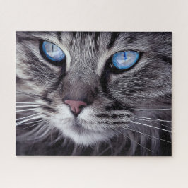 Puzzle Surrealista Gato Gris Blue Eyes Family Diversión d