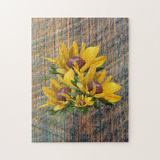 Puzzle Susan De Ojos Negros Flores En Barnboard (Vertical)