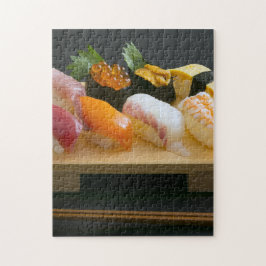 Puzzle Sushi on Wood – Balanced and Beautiful