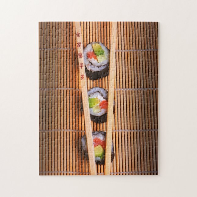 Puzzle Sushi y palillos de madera (Vertical)
