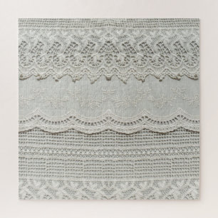 Puzzle Sutil encaje blanco, cierre textil.