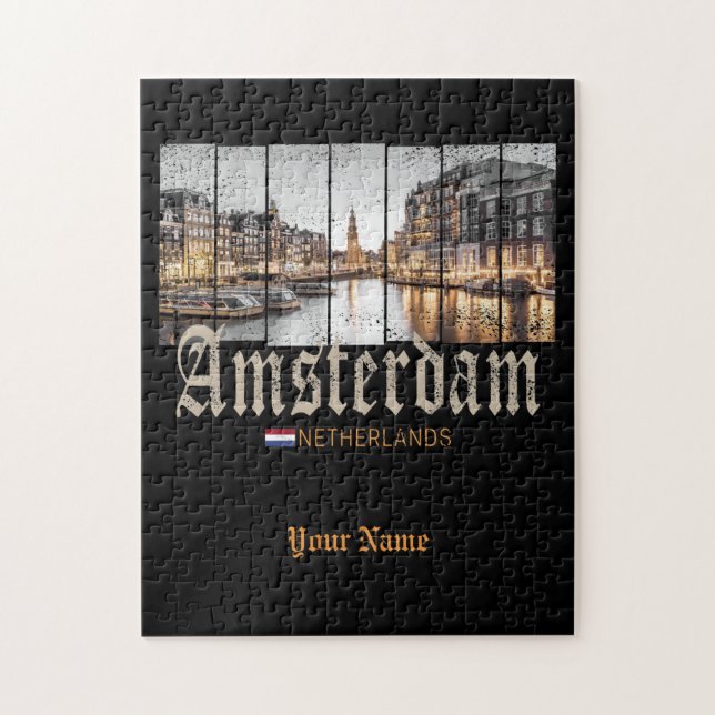 Puzzle Suveniente vintage de Amsterdam Netherlands Hollan (Vertical)
