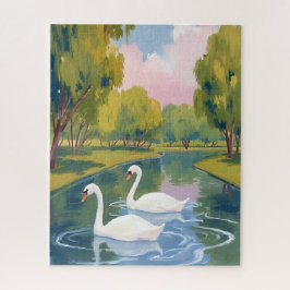 Puzzle Swan Pond Boston Common Massachusetts Watercolor