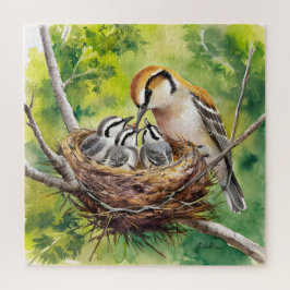 Puzzle Sweet bird nest painting