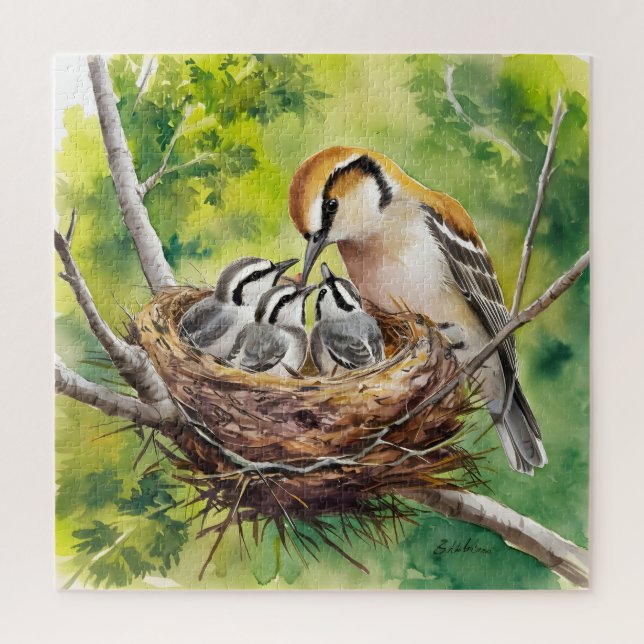 Puzzle Sweet bird nest painting (Vertical)