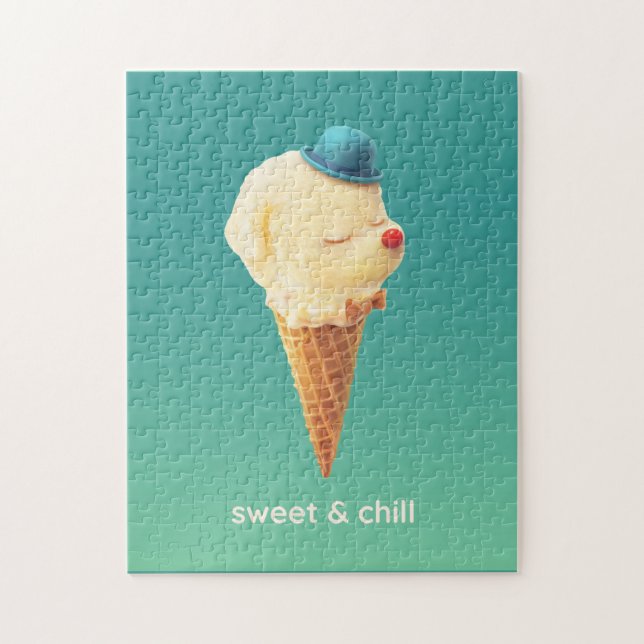 Puzzle Sweet Cone: Smiling Bichon Ice Cream Art (Vertical)