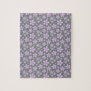 Puzzle Sweet Romantic Abstract Pink Flowers Pattern