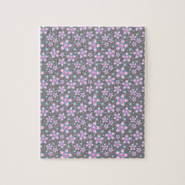 Puzzle Sweet Romantic  Abstract Pink Flowers Pattern (Vertical)