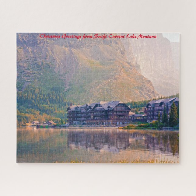 Puzzle Swift Current Lake Montana.Saludos De Navidad (Horizontal)